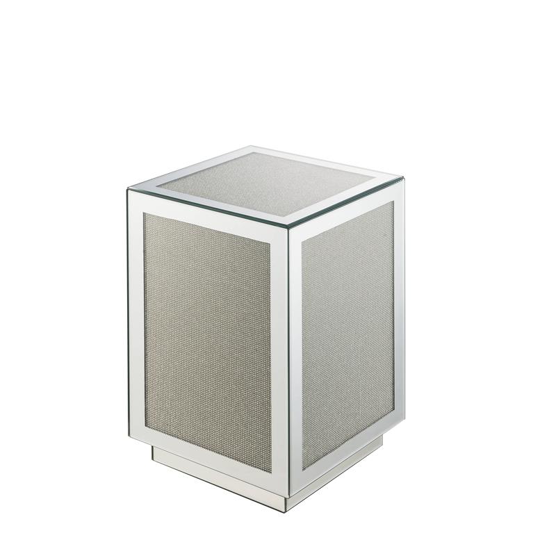 Bowery Hill Square Glass Accent Table with Mirrored Faux Diamond Frame
