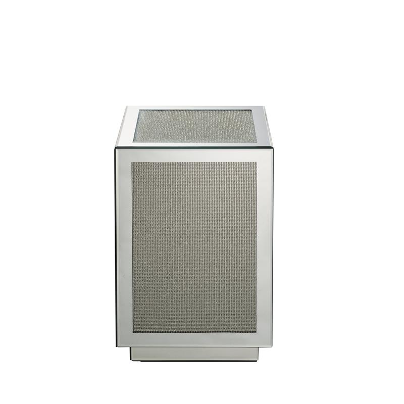Bowery Hill Square Glass Accent Table with Mirrored Faux Diamond Frame