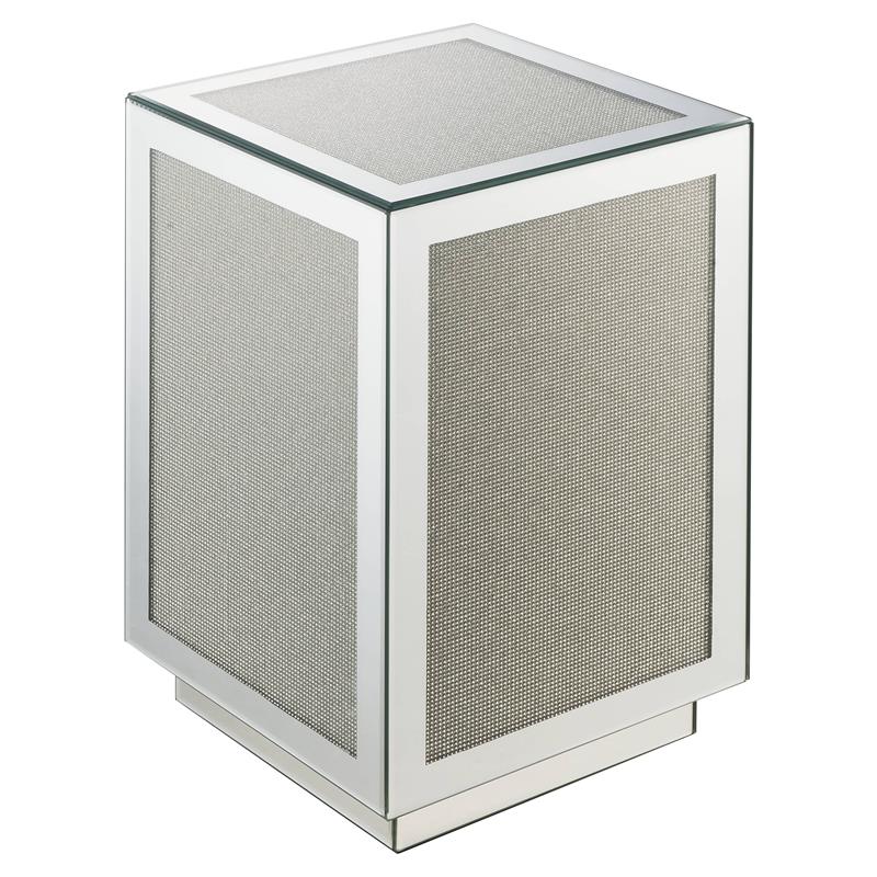 Bowery Hill Square Glass Accent Table with Mirrored Faux Diamond Frame