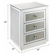 Bowery Hill 3-Drawer Glass Nightstand with Mirrored Beveled Frame