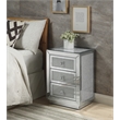 Bowery Hill 3-Drawer Glass Nightstand with Mirrored Beveled Frame
