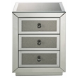 Bowery Hill 3-Drawer Glass Nightstand with Mirrored Beveled Frame