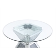 Bowery Hill Round Glass Dining Table with Mirrored Faux Diamond Base