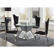 Bowery Hill Round Glass Dining Table with Mirrored Faux Diamond Base