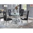 Bowery Hill Round Glass Dining Table with Mirrored Faux Diamond Base