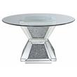 Bowery Hill Round Glass Dining Table with Mirrored Faux Diamond Base