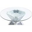 Bowery Hill Round Glass Dining Table with Mirrored Faux Diamond Base