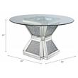 Bowery Hill Round Glass Dining Table with Mirrored Faux Diamond Base