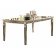 Bowery Hill Extendable Dining Table in Champagne with Mirror Insert