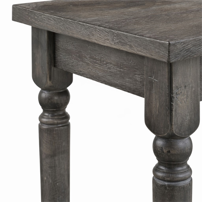 Bowery Hill Wooden Dining Bench with Turned Legs in Weathered Gray