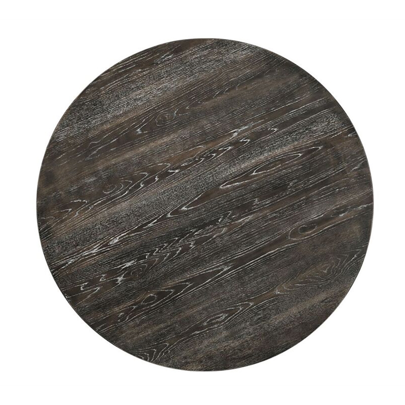 Bowery Hill 47 in Round Pedestal Dining Table in Weathered Gray Wood