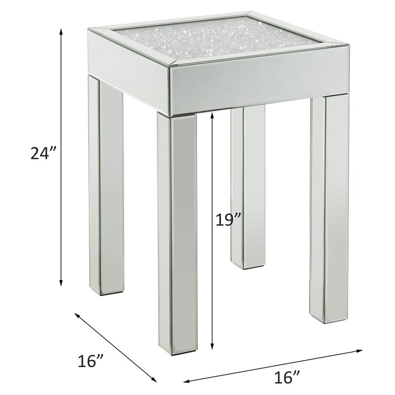 Bowery Hill Square Glass End Table with Mirrored Square Legs