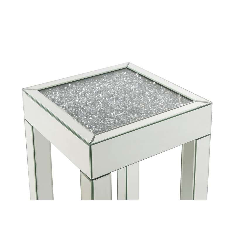 Bowery Hill Square Glass End Table with Mirrored Square Legs