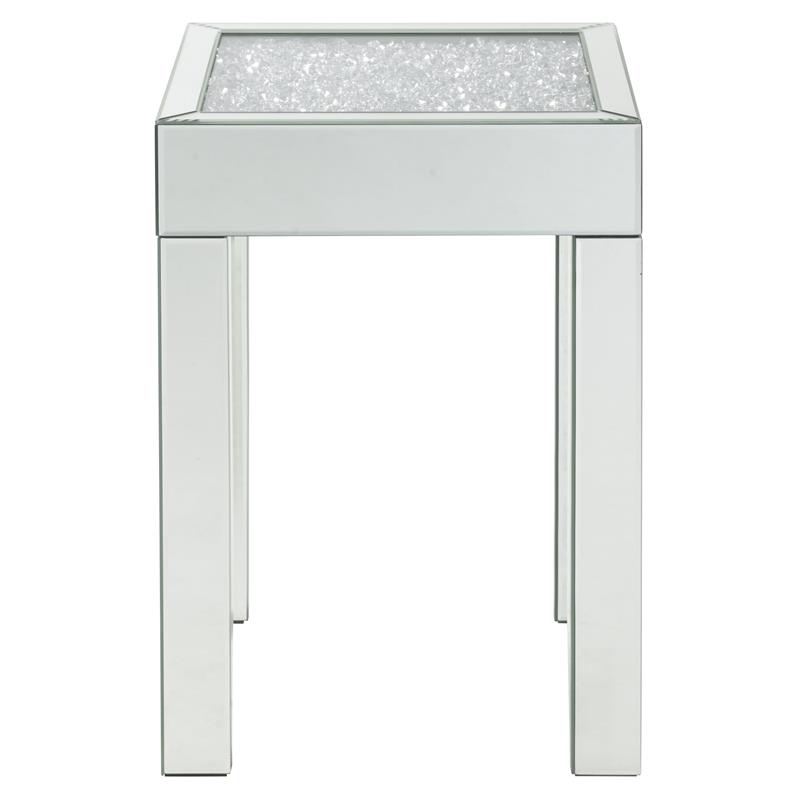 Bowery Hill Square Glass End Table with Mirrored Square Legs