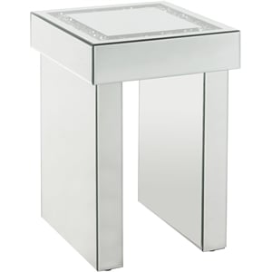 Bowery Hill Square Glass End Table with Mirrored Sled Base
