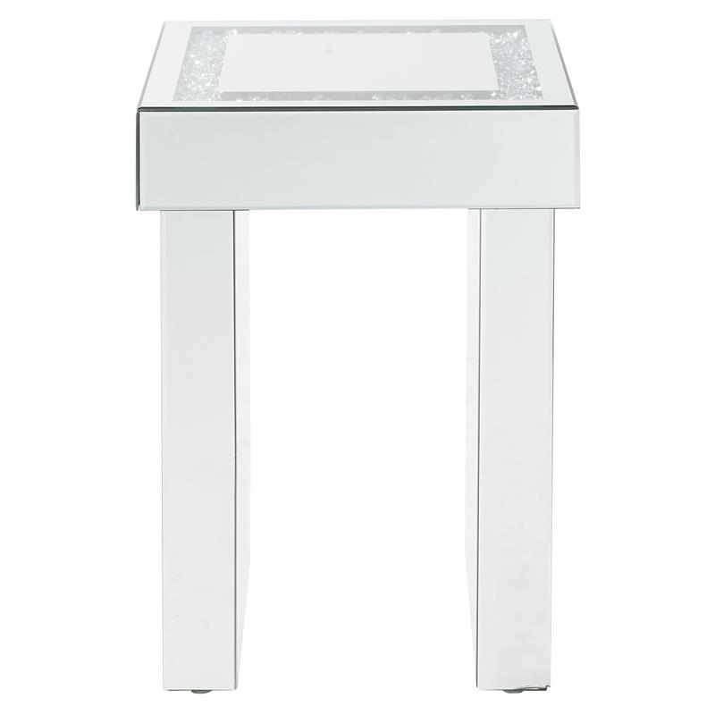 Bowery Hill Square Glass End Table with Mirrored Sled Base