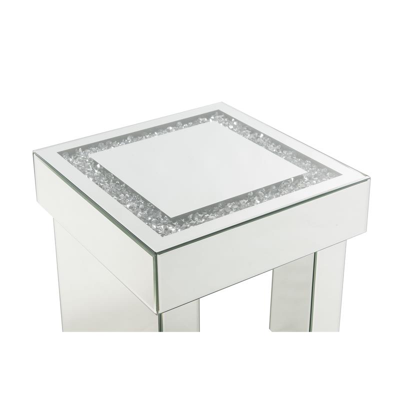 Bowery Hill Square Glass End Table with Mirrored Sled Base