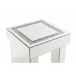 Bowery Hill Square Glass End Table with Mirrored Sled Base