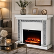 Bowery Hill Fireplace with Mirrored Frame and Faux Diamonds Inlay
