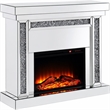 Bowery Hill Fireplace with Mirrored Frame and Faux Diamonds Inlay
