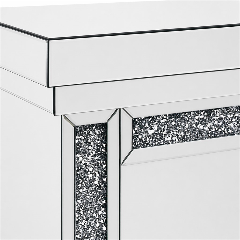 Bowery Hill Fireplace with Mirrored Frame and Faux Diamonds Inlay