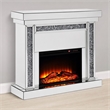 Bowery Hill Fireplace with Mirrored Frame and Faux Diamonds Inlay