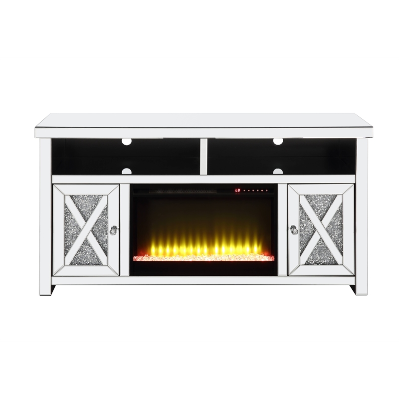 Bowery Hill Fireplace TV Stand for TVs up to 60 in Mirrored Diamonds