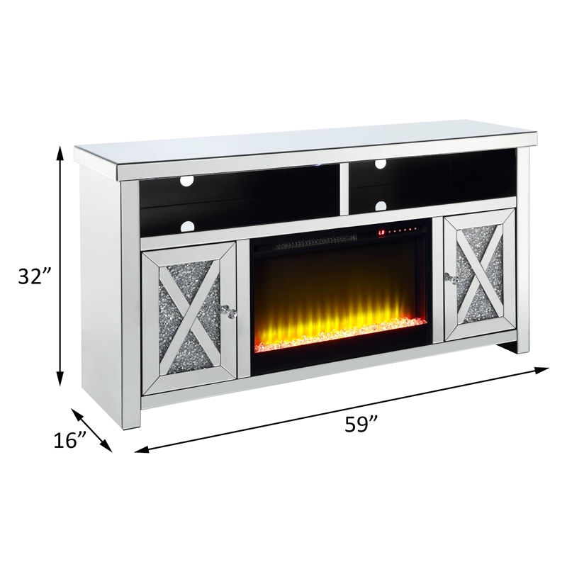 Bowery Hill Fireplace TV Stand for TVs up to 60 in Mirrored Diamonds