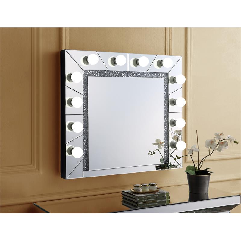 Bowery Hill Rectangle Glass Wall Decor with Mirrored Diamond Trim