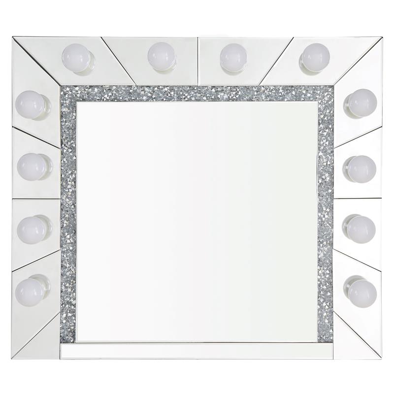 Bowery Hill Rectangle Glass Wall Decor with Mirrored Diamond Trim