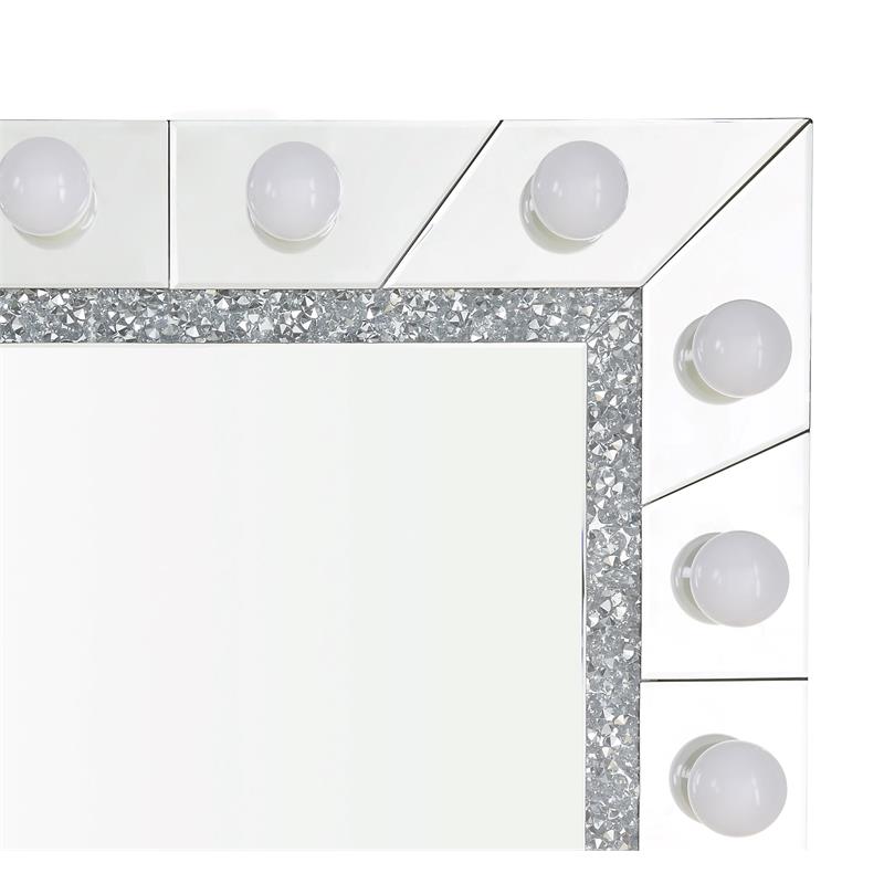 Bowery Hill Rectangle Glass Wall Decor with Mirrored Diamond Trim