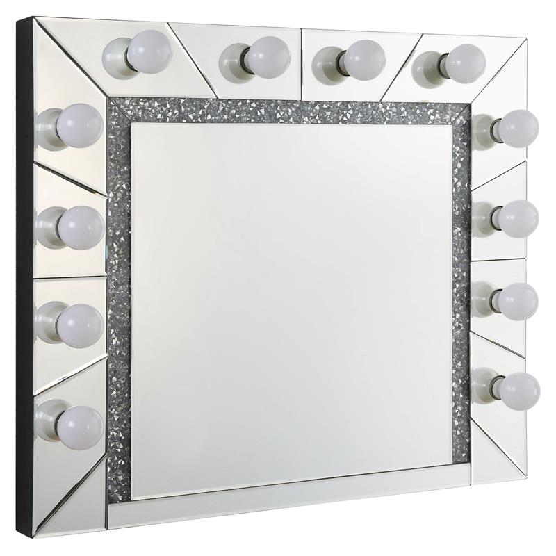 Bowery Hill Rectangle Glass Wall Decor with Mirrored Diamond Trim