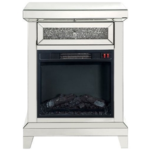 Bowery Hill LED Electric Fireplace with Storage Drawer in Mirrored Finish