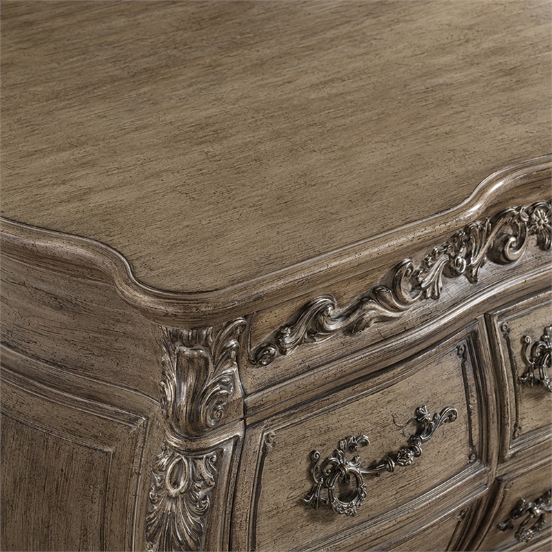Bowery Hill Queen Bed in Synthetic Leather and Vintage Oak