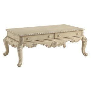 Bowery Hill 2-Drawer Wooden Coffee Table in Antique White