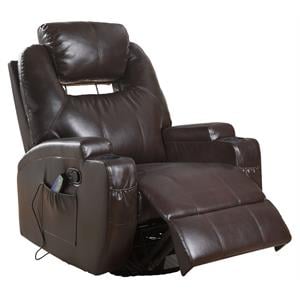 Bowery Hill Rocker Recliner with Swivel Base in Brown Faux Leather