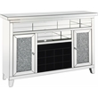 Bowery Hill Wood Frame Wine Cabinet with LED and Faux Diamond Inlay