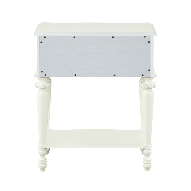 Bowery Hill Transitional 1-Drawer Nightstand in Ivory Pine Wood