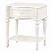 Bowery Hill Transitional 1-Drawer Nightstand in Ivory Pine Wood