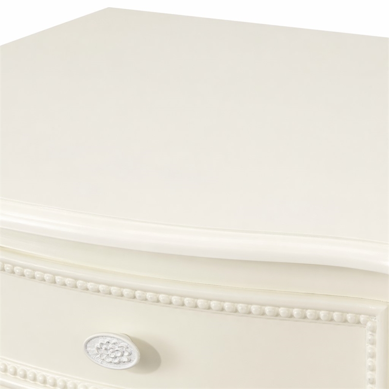 Bowery Hill Transitional 1-Drawer Nightstand in Ivory Pine Wood