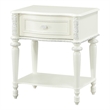 Bowery Hill Transitional 1-Drawer Nightstand in Ivory Pine Wood