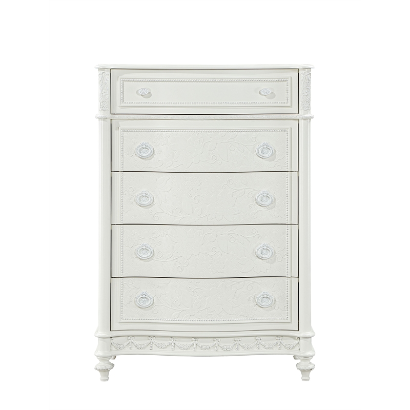 Bowery Hill Transitional Wood 5-Drawer Chest in Ivory Finish