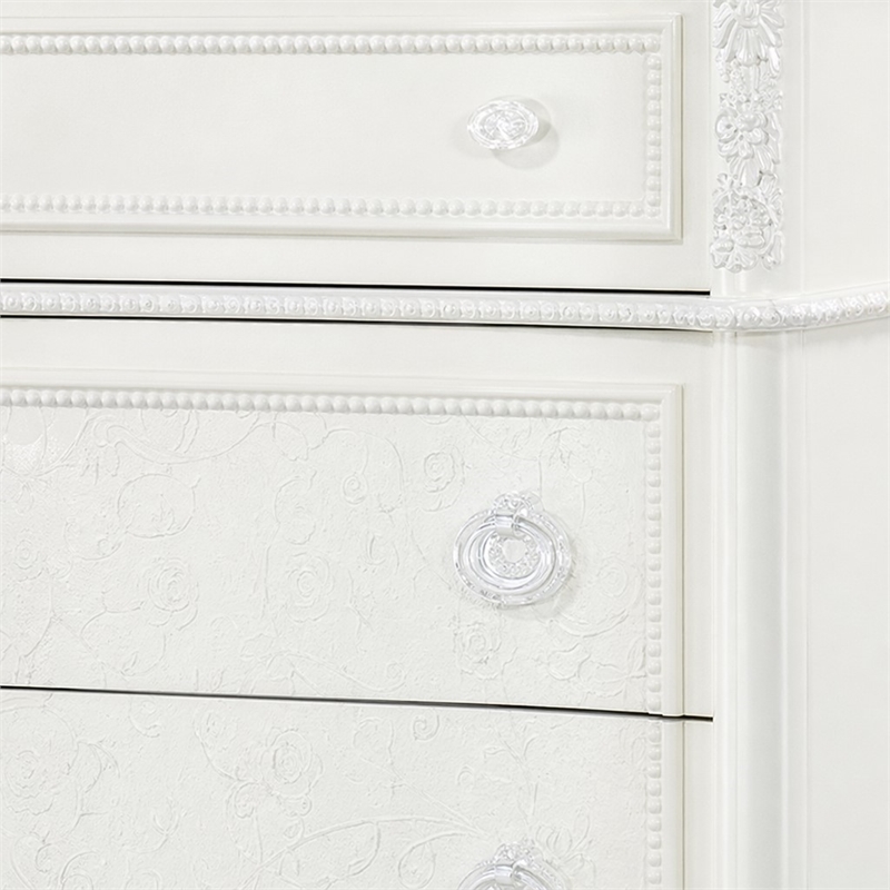 Bowery Hill Transitional Wood 5-Drawer Chest in Ivory Finish
