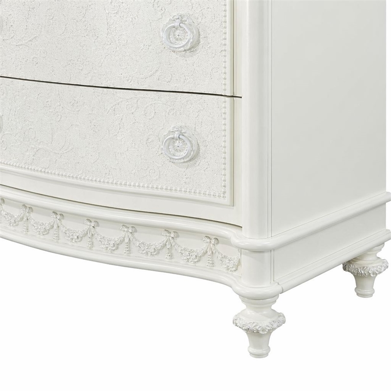 Bowery Hill Transitional Wood 5-Drawer Chest in Ivory Finish