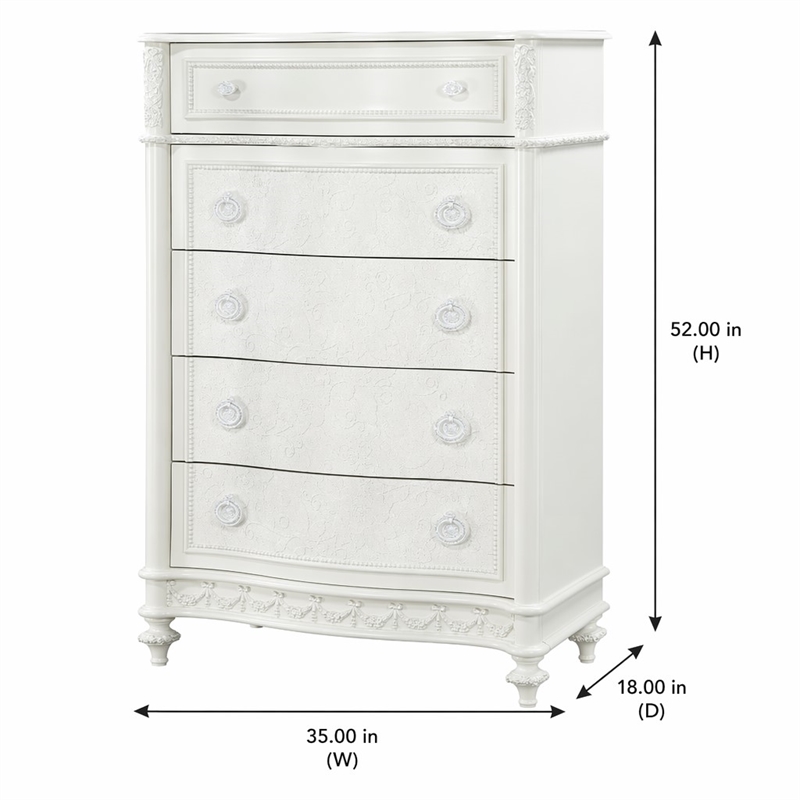 Bowery Hill Transitional Wood 5-Drawer Chest in Ivory Finish