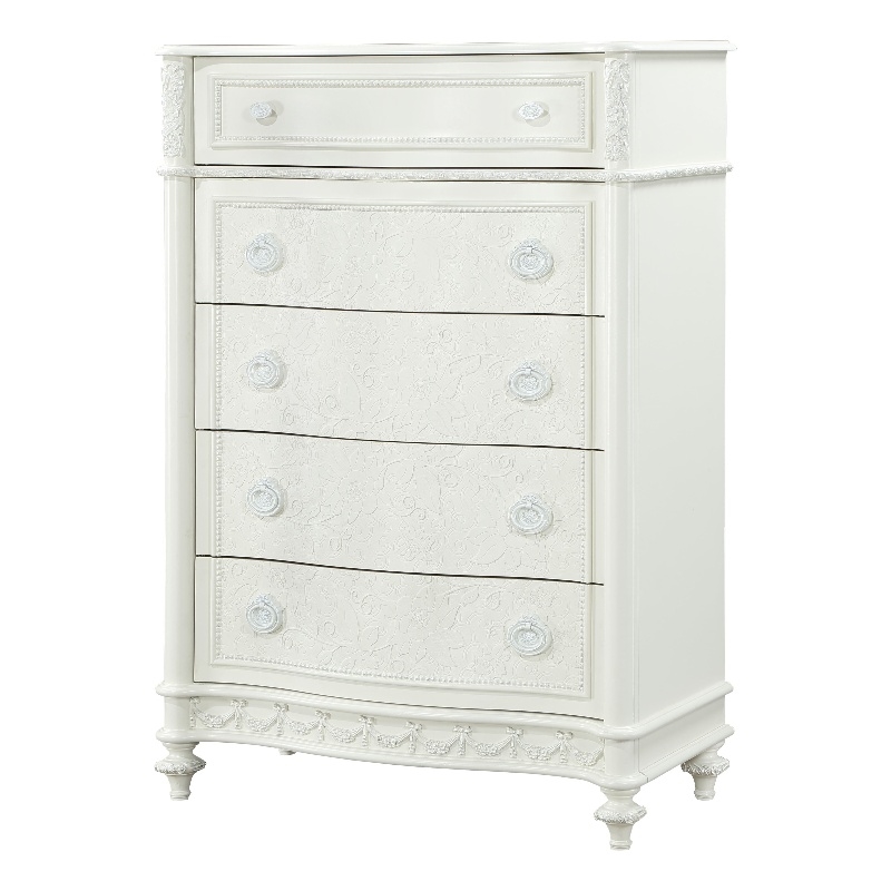 Bowery Hill Transitional Wood 5-Drawer Chest in Ivory Finish