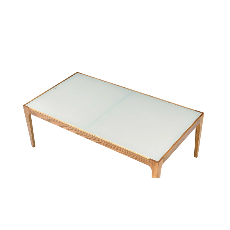 Bowery Hill Square Coffee Table with Frosted Glass and Solid Wood Base