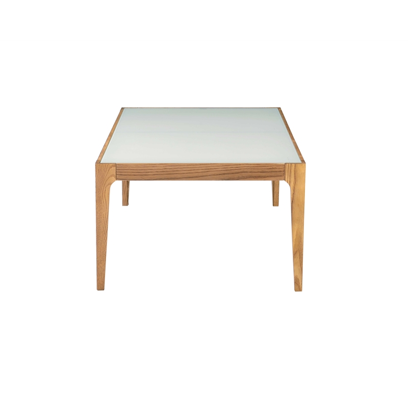 Bowery Hill Square Coffee Table with Frosted Glass and Solid Wood Base