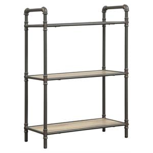 Bowery Hill 3-Tier Rectangular Bookshelf in Antique Oak and Sandy Gray