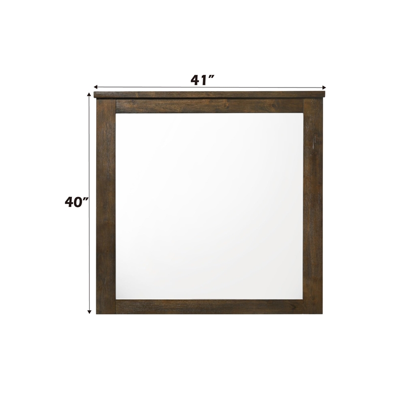 Bowery Hill Rectangular Mirror with Oak Finish and Rubber Wood Frame